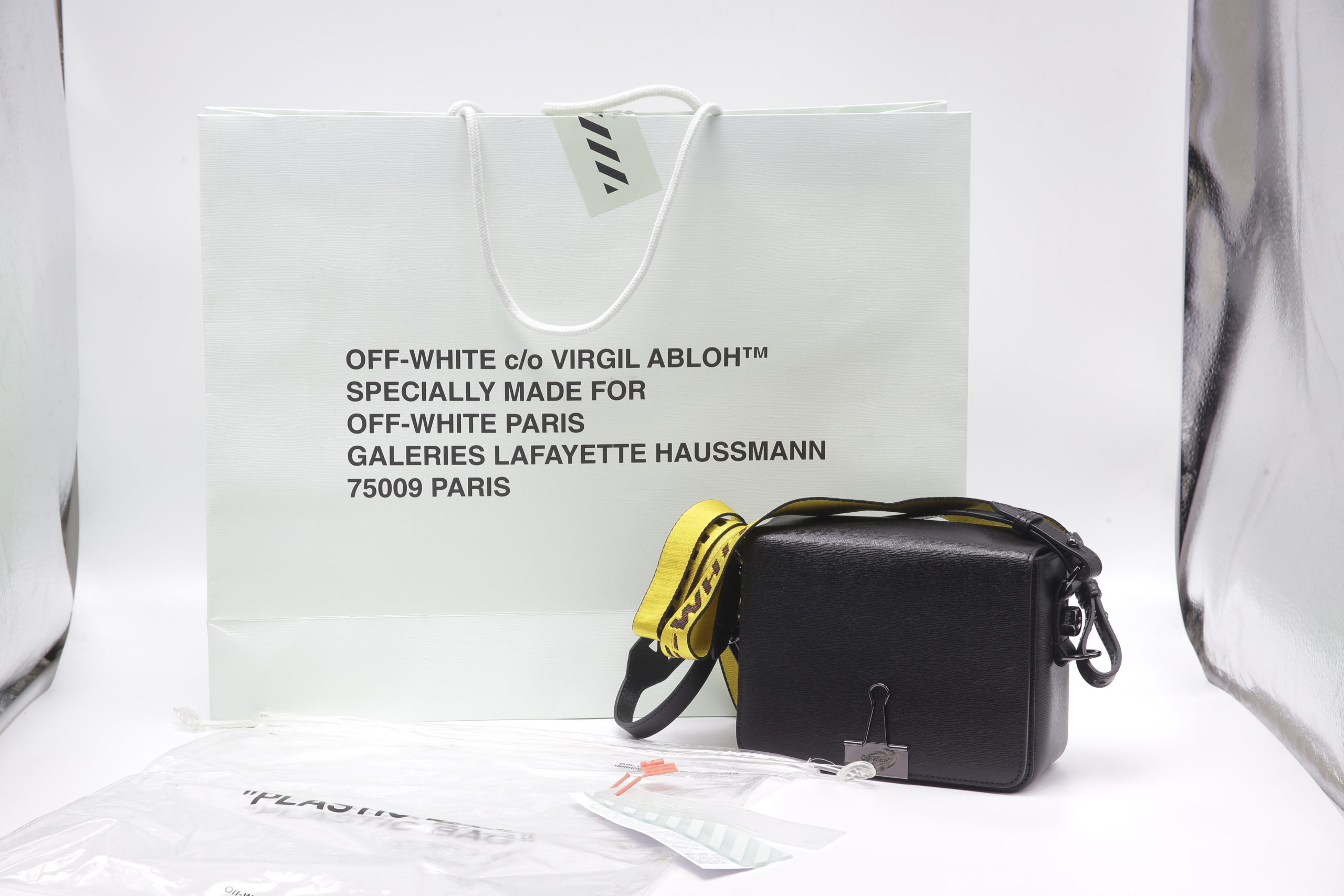 Off-white Binder Clip Leather Flap Bag - Black | ModeSens