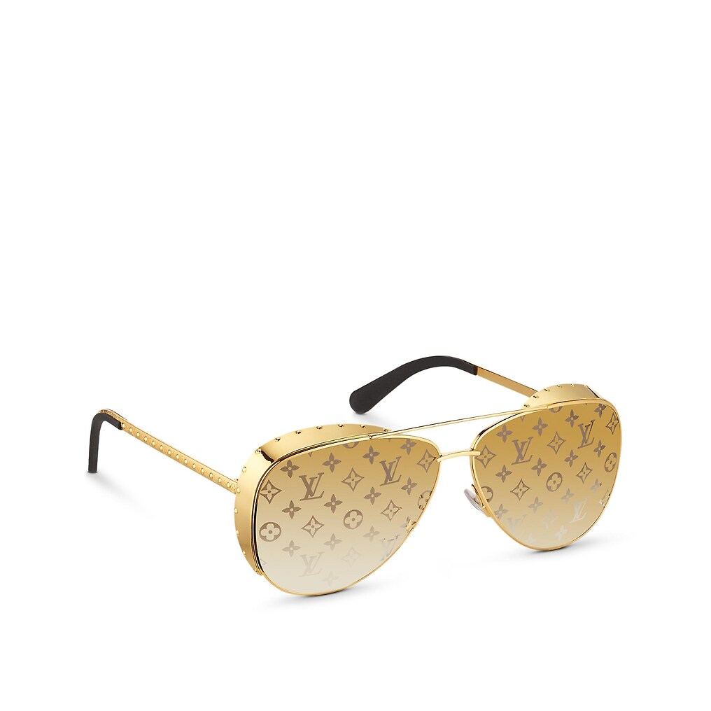 Louis Vuitton Clockwise Canvas Sunglasses Gold Metal & Canvas. Size E