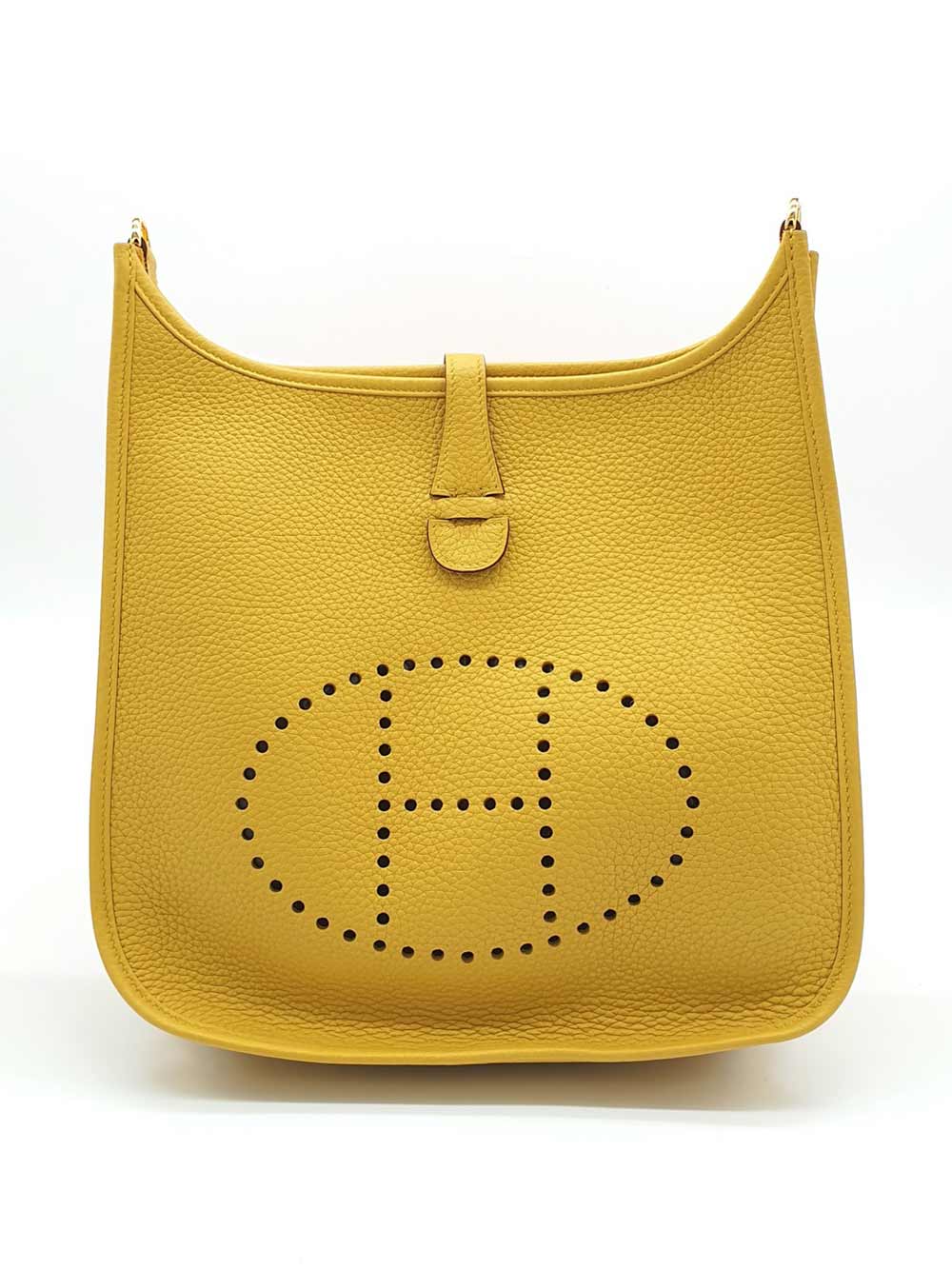 Hermes Evelyne GM sun yellow leather solar shoulder bag 0420 HERMES